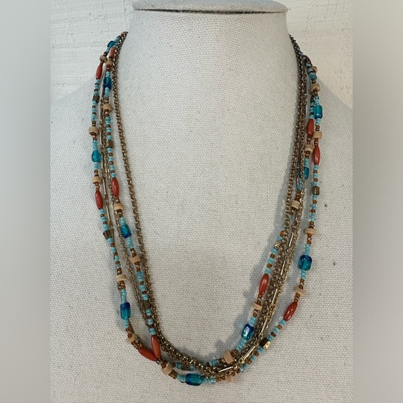 Summertime beach resort multi strand bead necklace - Picture 1 of 5